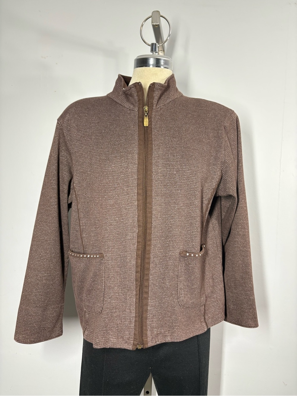 Women's Brown Zip-Front Blazer Jacket